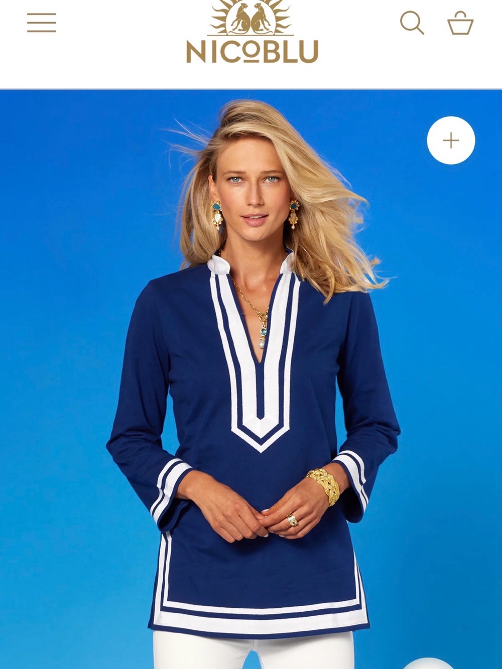 Nico Blu PEYTON COZY TUNIC IN NAVY FRENCH TERRY 1X PRICE$225 USD - Picture 1 of 8